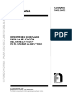 3802-2002. Directrices Generales Para La Aplicacion Del Sistema HACCP en El Sector Alimentario