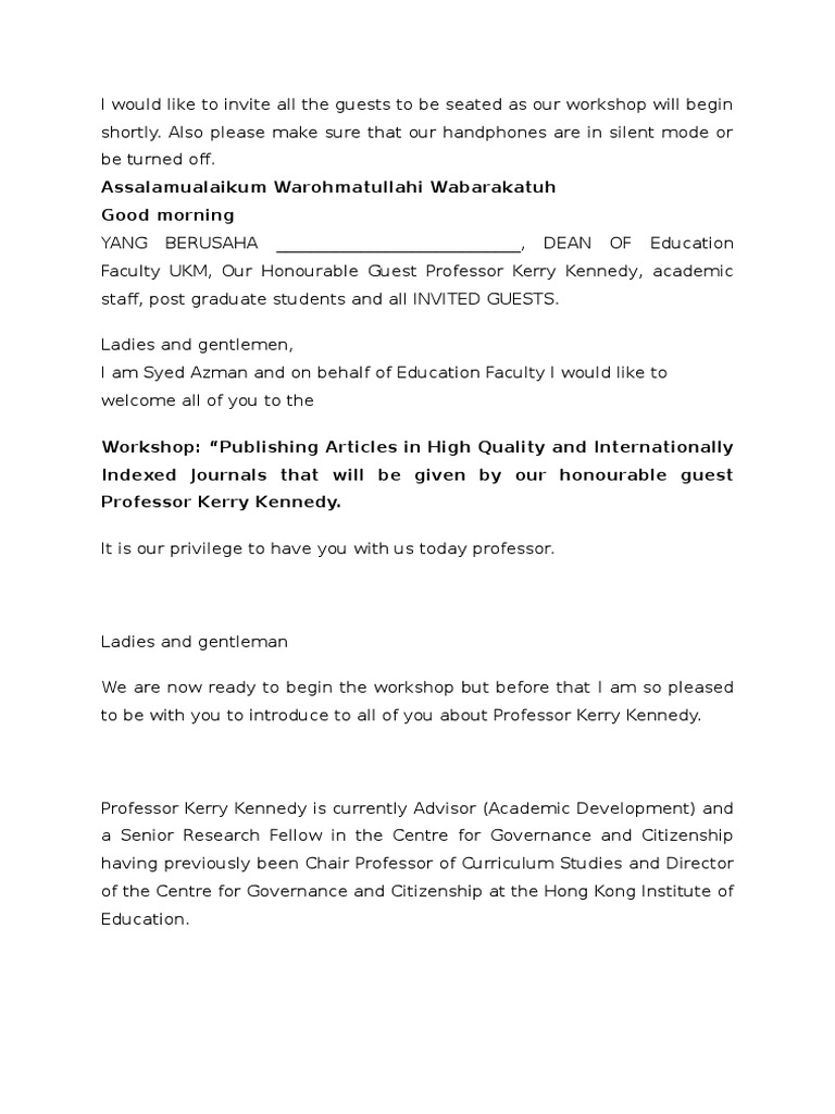 Emcee For Visiting Professor | PDF | Professor | Hong Kong
