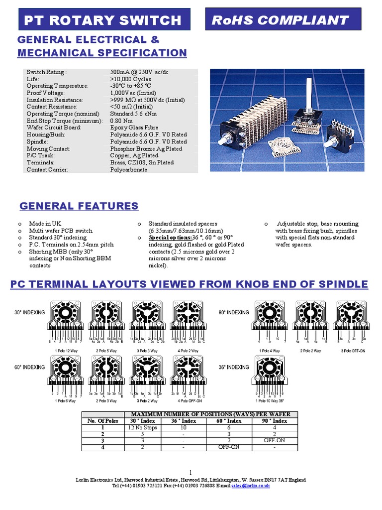 PT Rotary Switch: Rohs Compliant | PDF