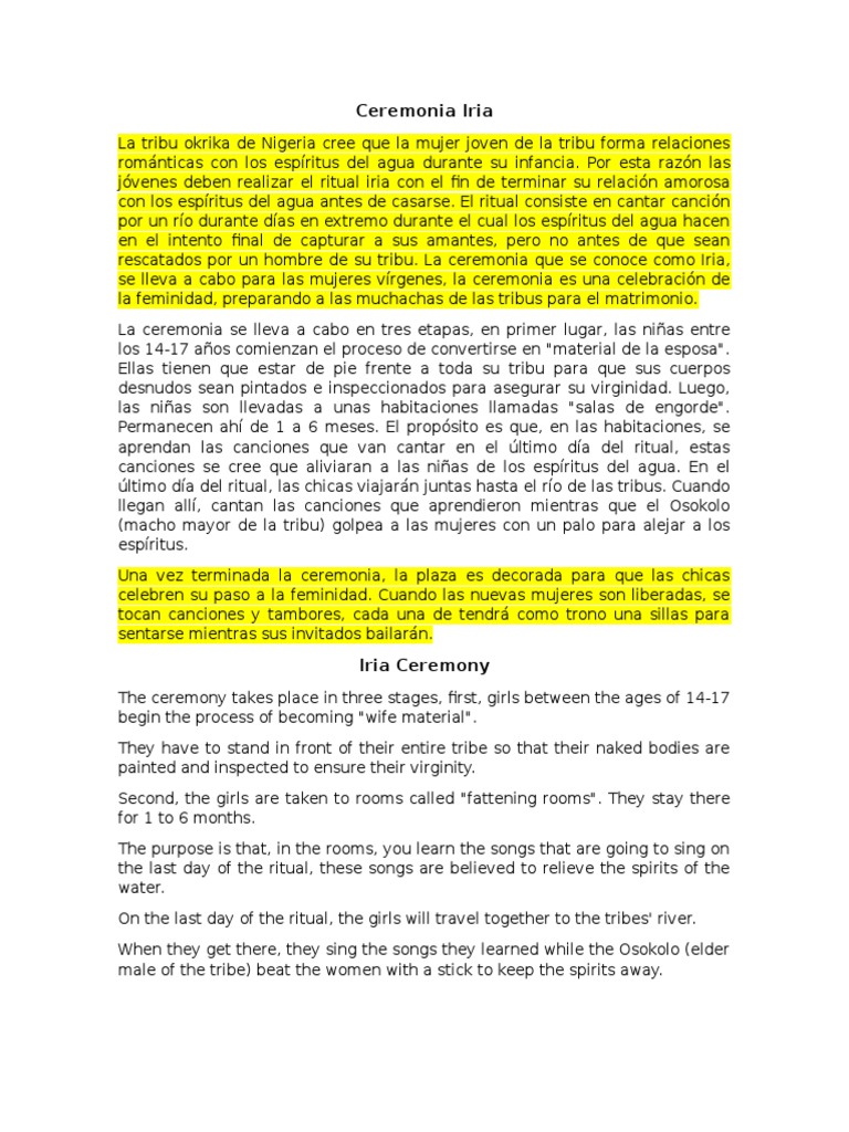 Ceremonia Iria | PDF | Rituales | Entretenimiento (general)
