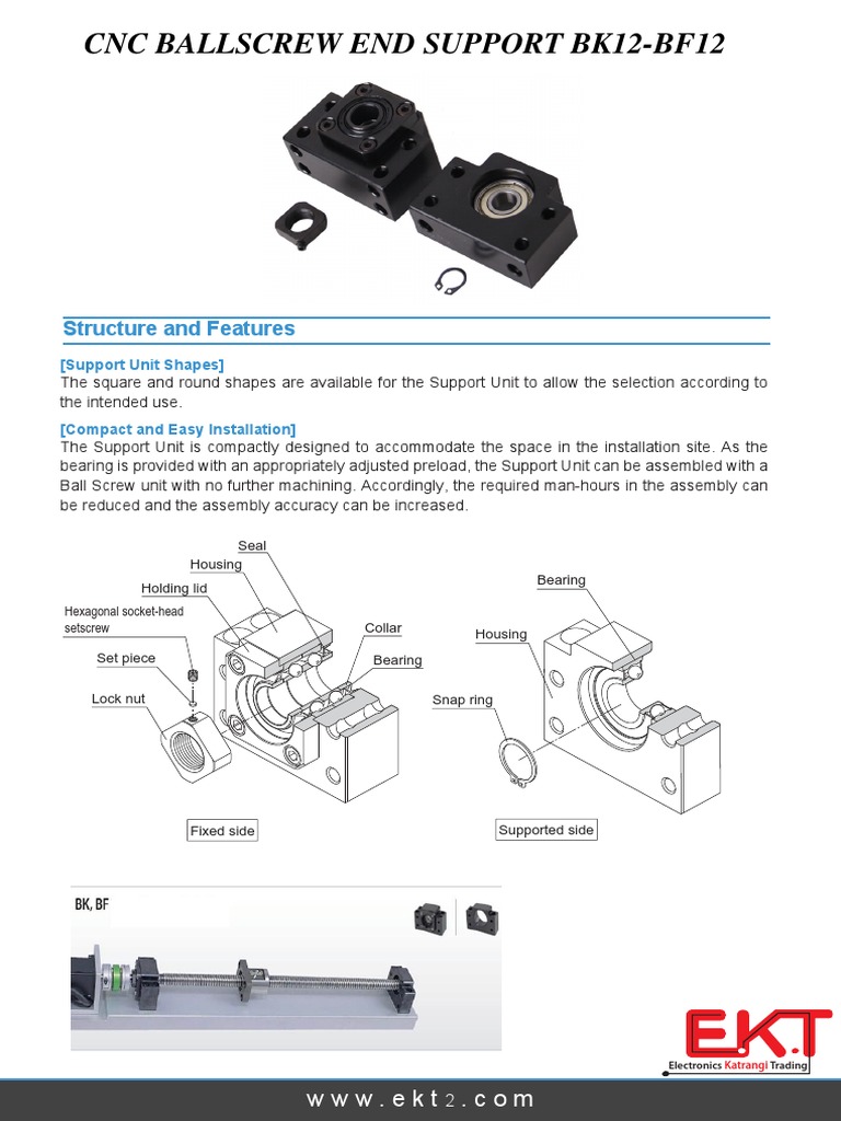 BK12-BF12 CNC Ballscrew Support Units | PDF