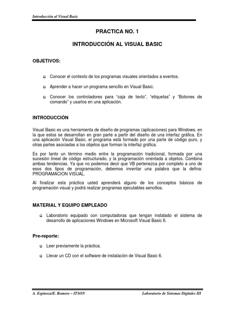 P01 - Introduccion VBasic | PDF | Básico | Programa de computadora