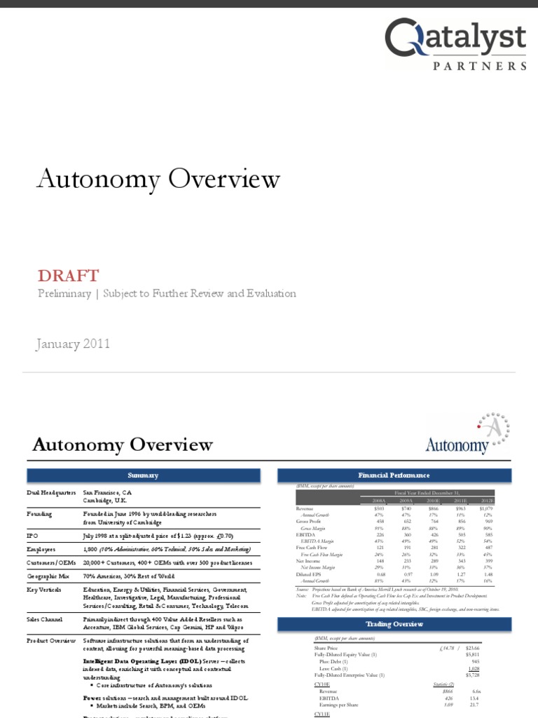 Exemple Pitchbook - Qatalyst Partners PDF | PDF | Oracle Corporation ...
