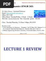 Lecture 2 (Kinematics of Particles, Uniform Rectilinear Motion - Uniformly Accelerated Rectilinear Motion)