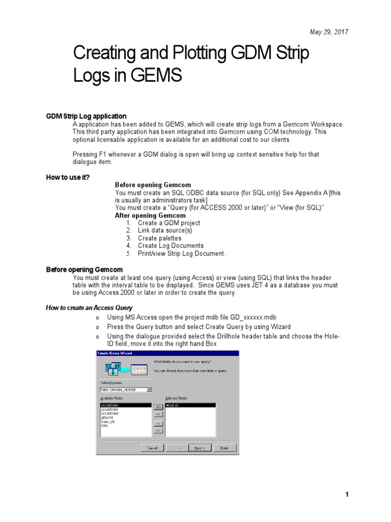 Creating and Plotting GDM Strip Logs in GEMS | PDF | Sql | Information ...