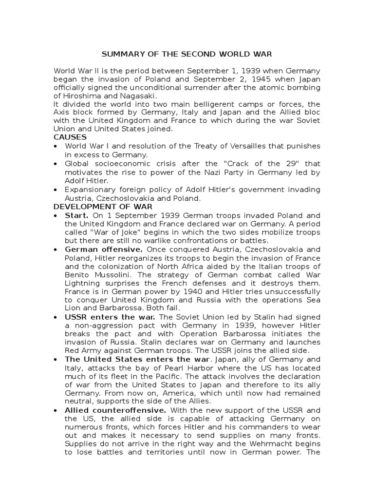 Summary of The Second World War | PDF | Allies Of World War II | Nazi ...