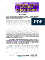 III Encuentro Tui Shou Ciudad de Valladolid, 2017. Nota Prensa Previa