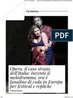 Opera, Il Caso Strano Dell'Italia- Inventò Il Melodramma, Ora è Fanalino Di Coda in Europa Per Festival e Repliche - Il Fatto Quotidiano