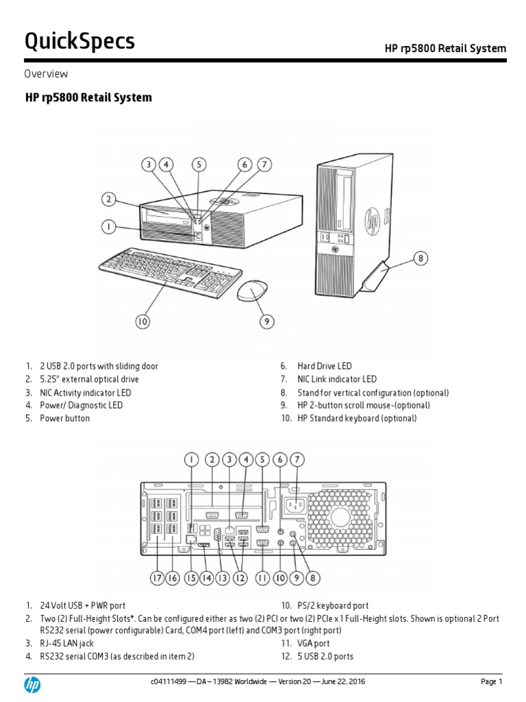 rp5800 Quickspecs | PDF | Bios | Solid State Drive