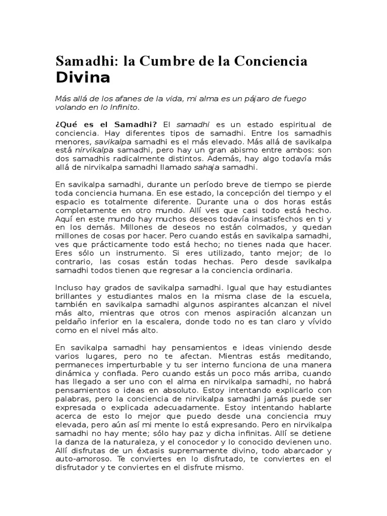 Samadhi | PDF | Alma | Tierra
