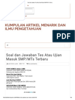 Soal Dan Jawaban Tes Atau Ujian Masuk SMP MTs Terbaru PDF
