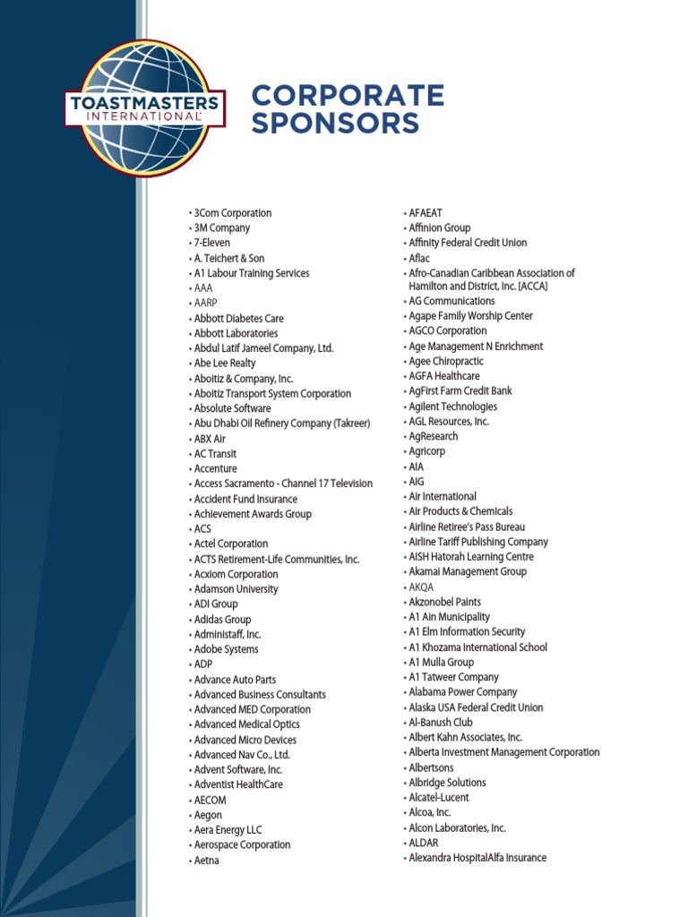 Corporate Sponsors | PDF | Companies Of The United States | Companies