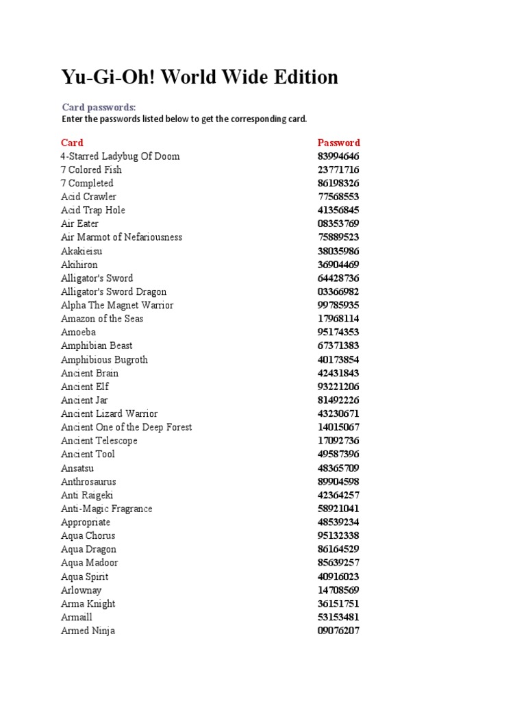 yugioh card codes eternal duelist soul Yu-Gi-Oh! The (Renewed) : Video Games Yu-Gi-Oh! Worldwide Edition Passwords |