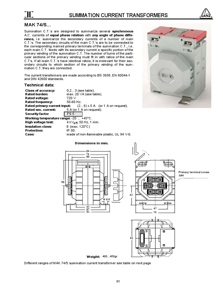 Summation Current Transformer Overview | PDF