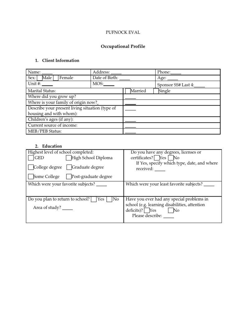 Occupational Profile 9 - 2005 | PDF | Physical Fitness | Hygiene