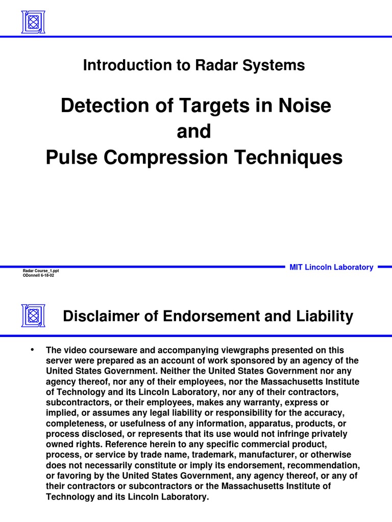 Pulse Compression Miit | PDF | Radar | Signal To Noise Ratio
