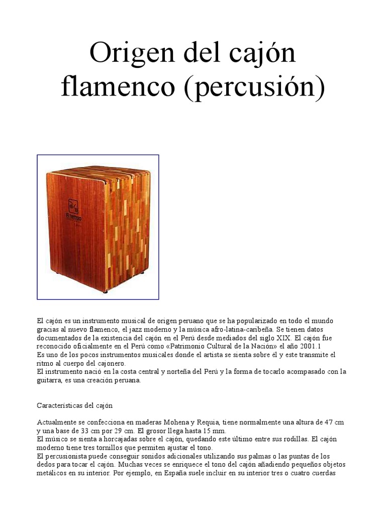 Origen Del Cajón Flamenco (Percusión) Musica Latinoamericana