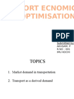 Transport Ecnomics and Optimisation: Submitted By:-Akhsam. P R.NO: 001 Imu Kochi