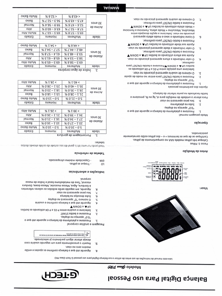 Manual - Balança GTech | PDF