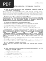 Independência Dos Eua e Revolução Francesa