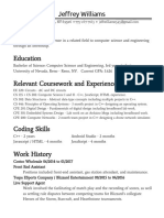 Objective Education Relevant Coursework and Experience: Jeffrey Williams