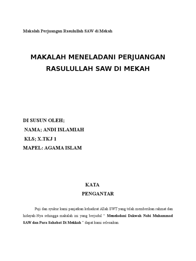 Makalah Perjuangan Rasulullah Saw Di Mekah