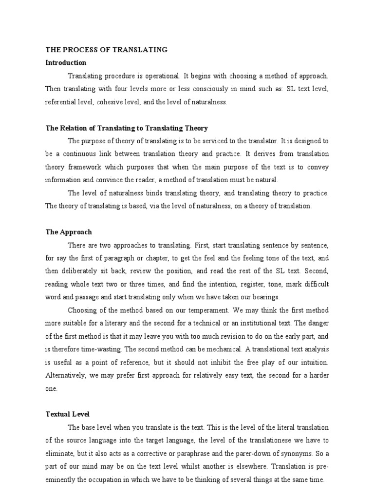 Levels in the Translation Process | PDF | Translations | Word