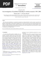 An Investigation of Academic Leadership in Tourism Research 1985–2004
