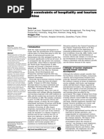 Challenges and Constraints of Hospitality and Tourism