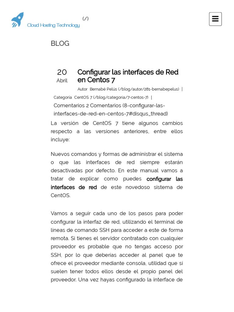 Configurar Las Interfaces de Red en Centos 7 Grupotelfor PDF