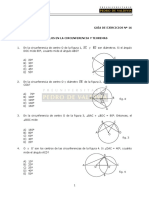 31 Ejercicios de Ángulos en La Circunferencia y Teoremas PDF