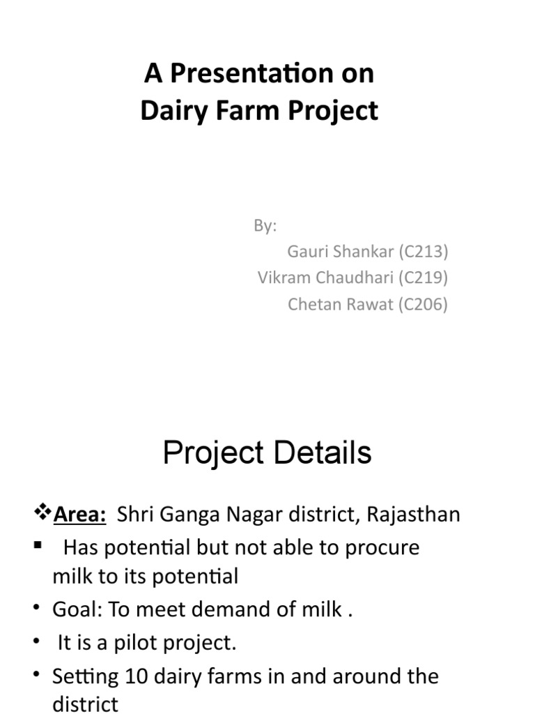 Project Presentation on dairy farm Dairy