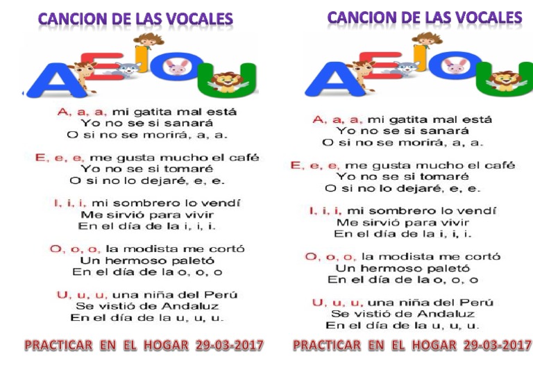 Cancion de Las Vocales  PDF