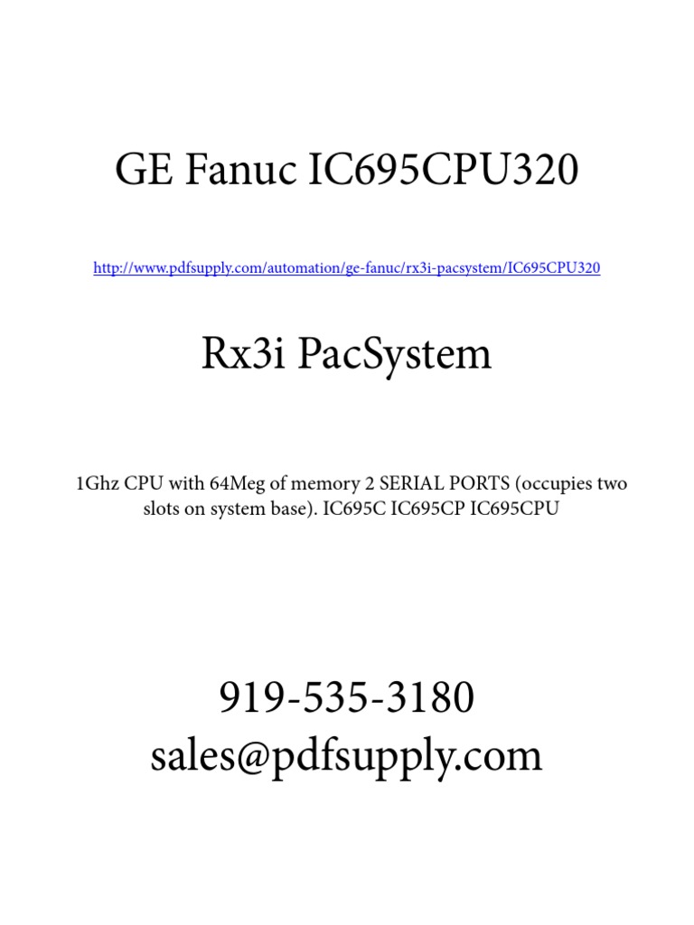 Ic695cpu320 GE Pac System Rx3i PDF Flash Memory Error Detection