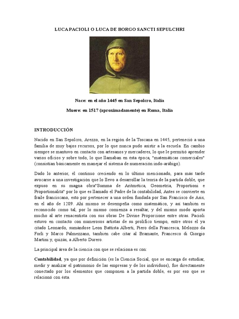 Luca Pacioli | PDF | Contabilidad | Negocios (general)