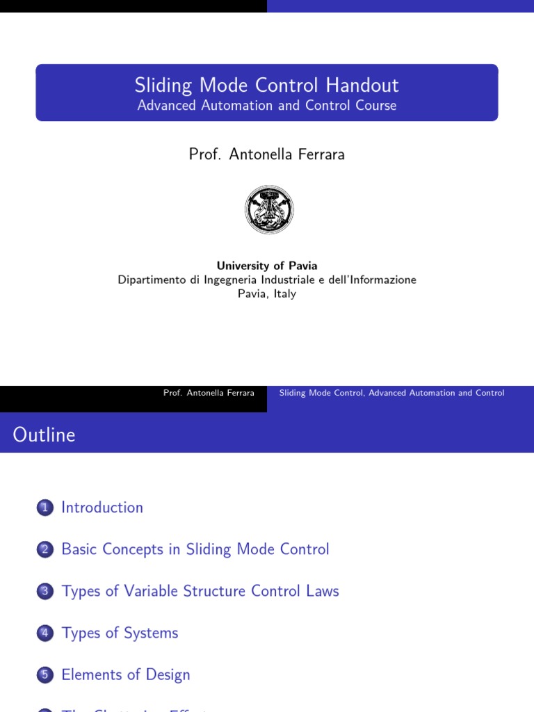 Sliding Mode Control Handout | PDF | Control Theory | Theoretical Physics