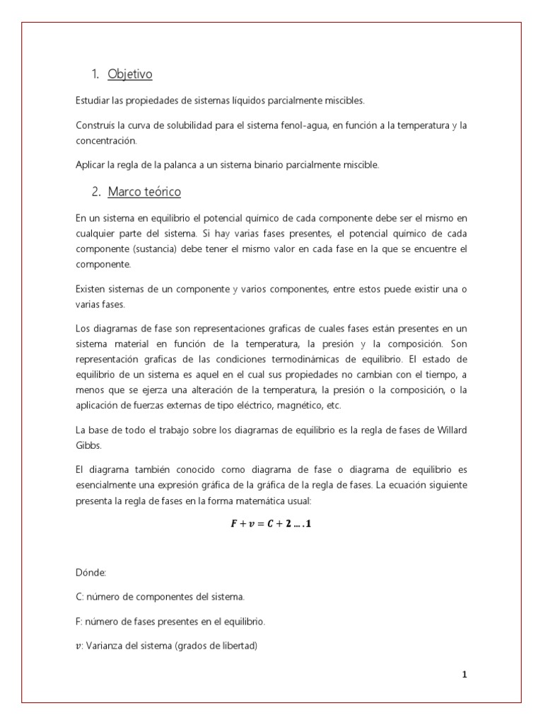 Sistemas de Dos Componentes en Fisicoquímica | PDF | Fase (materia ...