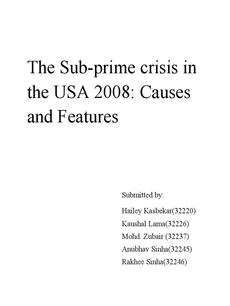 Sub Prime Crisis Pdf Subprime Lending Loans