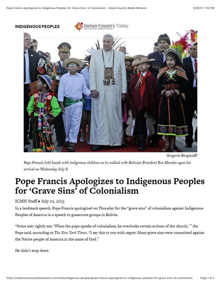 Pope's Apology to Indigenous Peoples | PDF | Pope Francis | Catholic Church