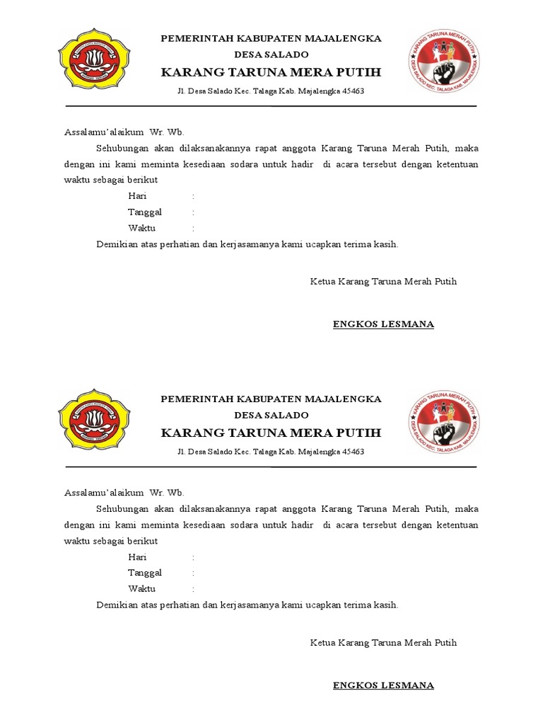 Surat Undangan Rapat Surat Undangan Rapat