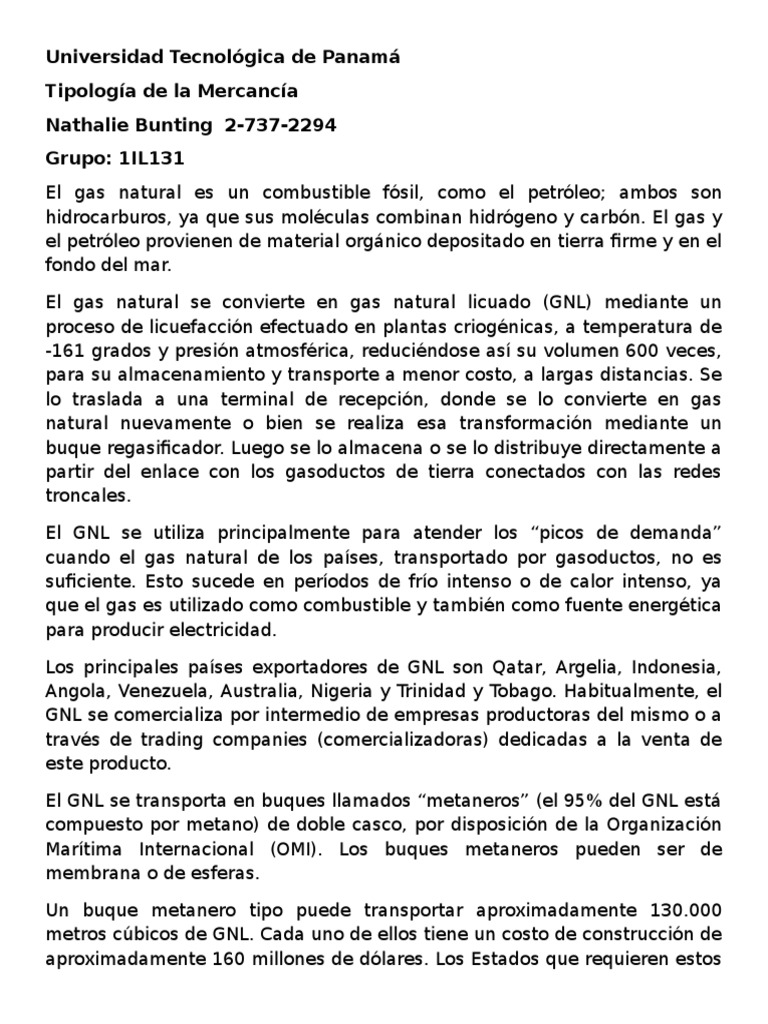 Transporte y características del GNL | PDF | Gas natural licuado | Gas ...