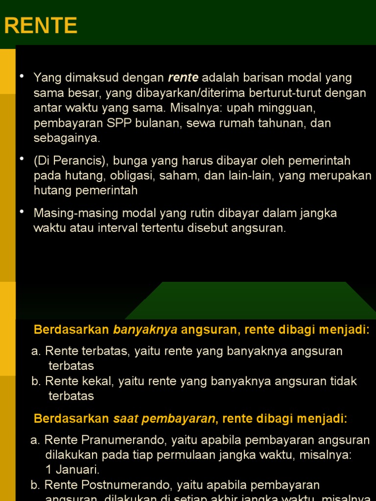 Pengertian dan Rumus Rente | PDF