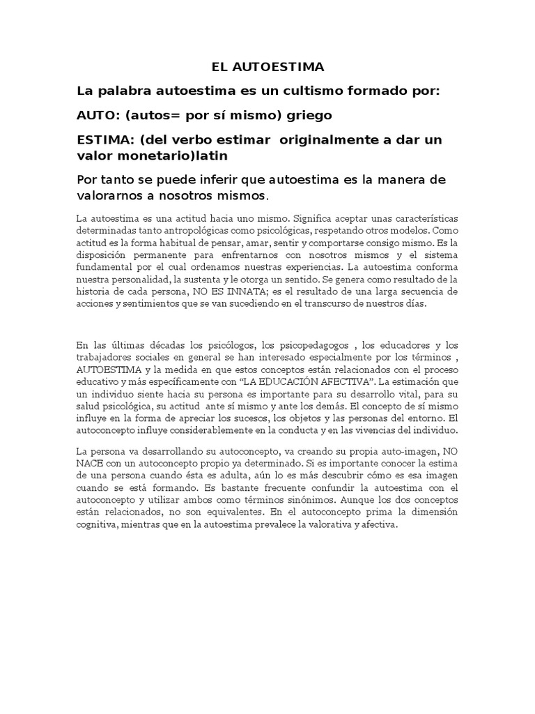 El Autoestima | PDF