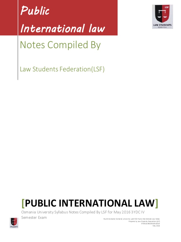 Public International Law Notes for LLB | PDF | Treaty | International Law