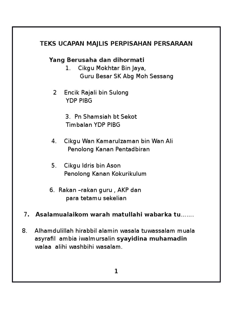 Teks Ucapan Majlis Perpisahan Persaraan | PDF