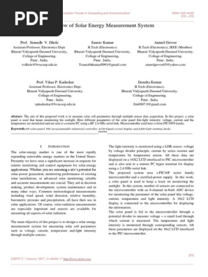 Review Of Solar Energy Measurement System Resistor
