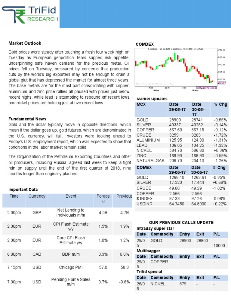 Daily Commodity Trading Tips - May 31 | PDF | Financial Markets ...