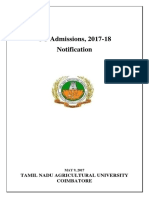 Tnau-Ug Admissions 2017-18 Notification
