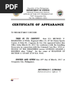 Appearance Certificate