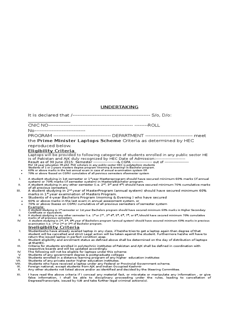 Lap Top Undertaking | PDF | Academic Term | Master's Degree